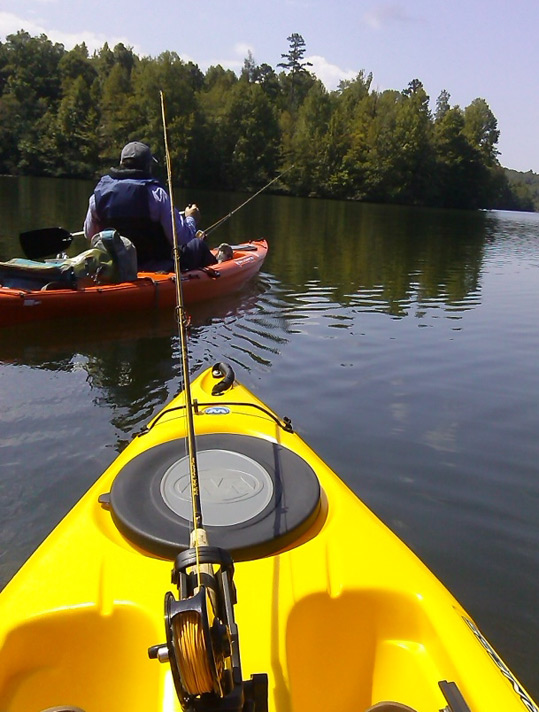 Byron paddling his kayak.